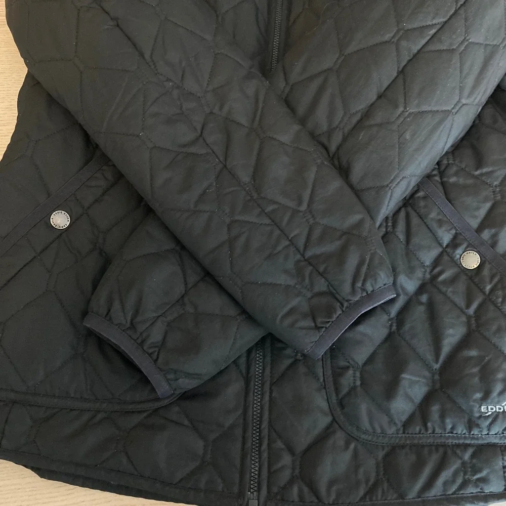 Eddie Bauer Jacket Womens L Black Quilted Puffer Full Zip Mock Neck Lightweight - Picture 3 of 14